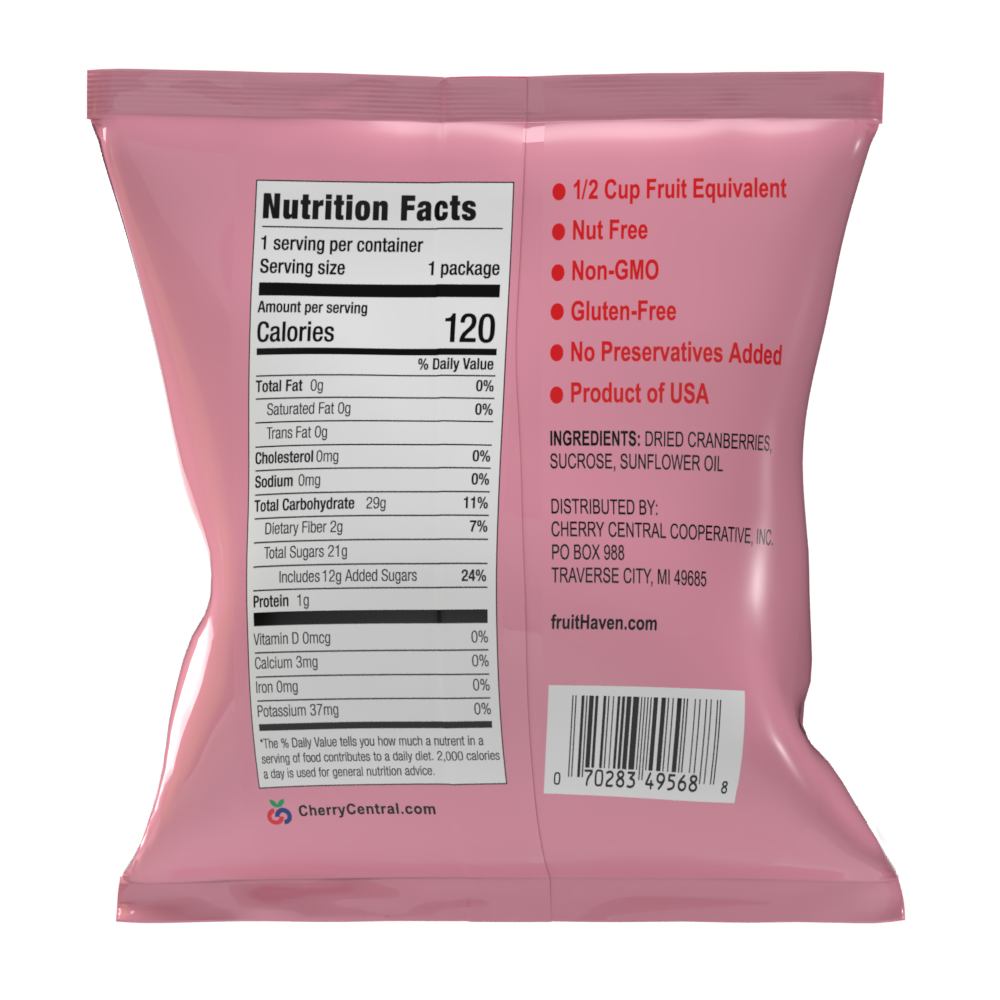 1.16oz Dried Cranberries, 100 pack